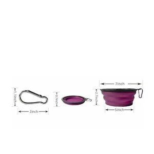 Collapsing Dog Water Bowl Purple Travel Bowl Clips To Bag For Hiking Travel Easy